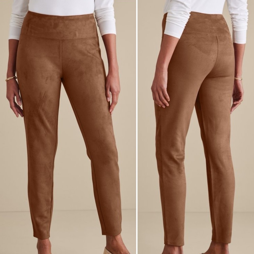 Soft Surroundings Brown Faux Suede Pull-On Leggings - 3X
